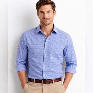 Gap Slim Fit Blue Gingham Button Down Shirt Mens Medium Casual Business